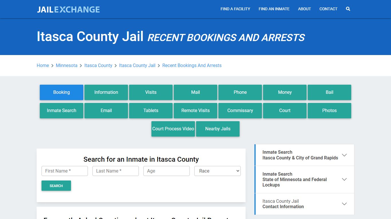 Itasca County Jail Recent Bookings And Arrests - Jail Exchange