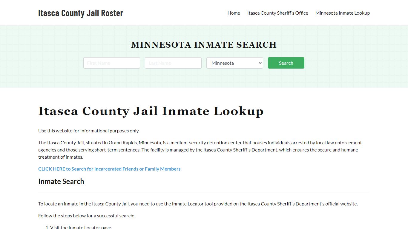 Itasca County Jail Roster Lookup, MN, Inmate Search